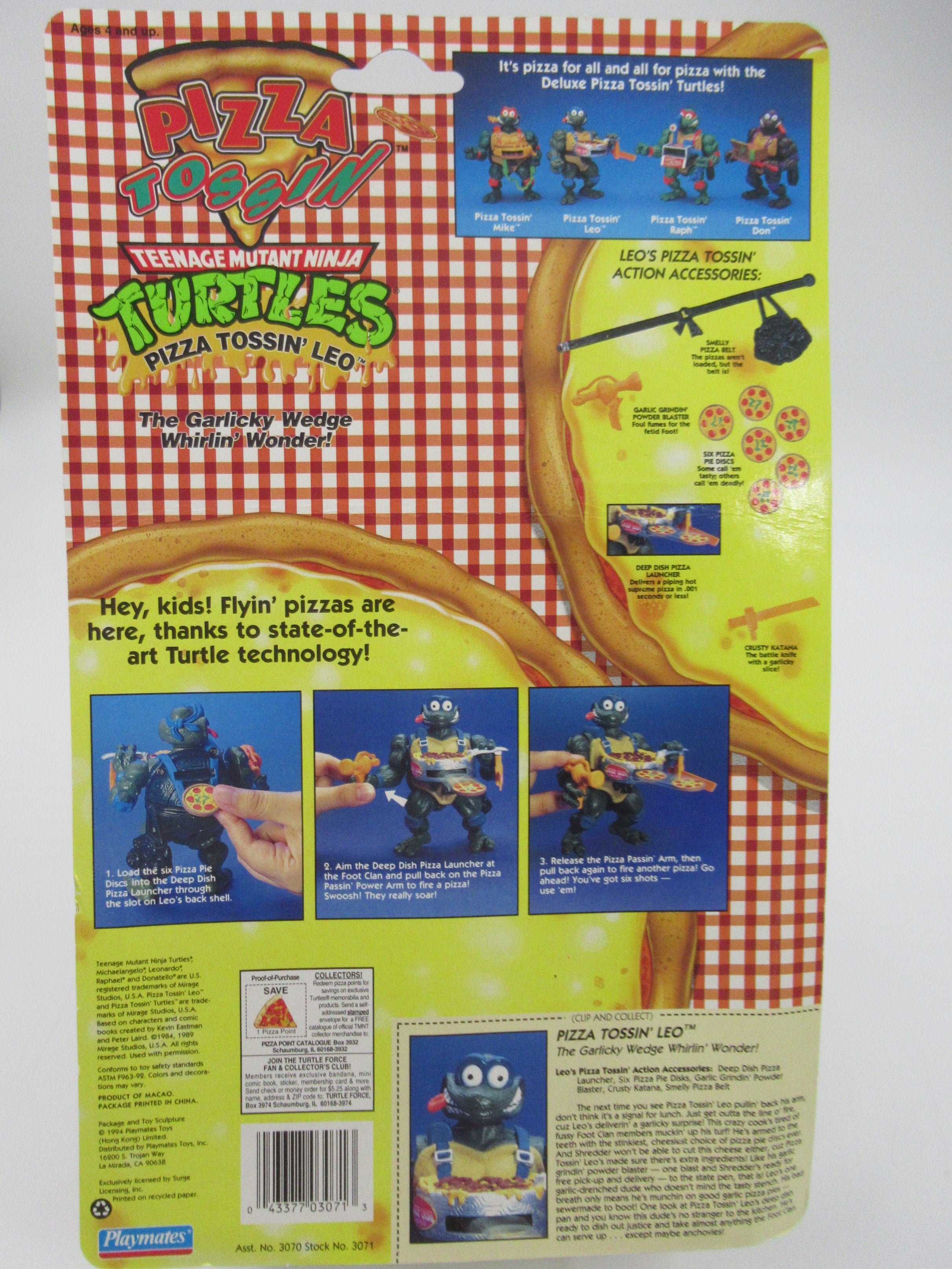 Teenage Mutant Ninja Turtles Pizza Tossin' Leonardo (Orange Weapons) 5" Figure TMNTs - Playmates (1994)